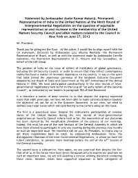 Statement by Ambassador Asoke Kumar Mukerji, Permanent