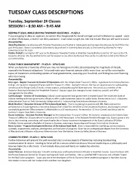 Tuesday Class Descriptions