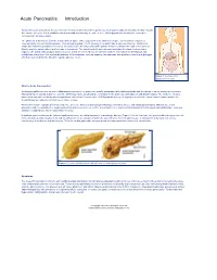 Acute Pancreatitis: Introduction
