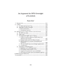 An Argument for WTO Oversight of Ecolabels