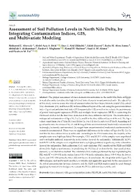 Assessment of Soil Pollution Levels in North Nile Delta, by Integrating Contamination Indices, GIS, and Multivariate Modeling