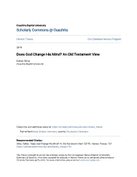 Does God Change His Mind? an Old Testament View