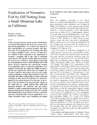 Eradication of Nonnative Fish by Gill Netting From