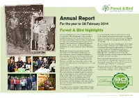 Forest & Bird Annual Report 2014