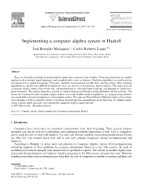 Implementing a Computer Algebra System in Haskell