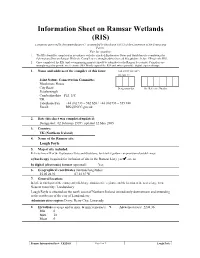Information Sheet on Ramsar Wetlands (RIS) Categories Approved by Recommendation 4.7, As Amended by Resolution VIII.13 of the Conference of the Contracting Parties