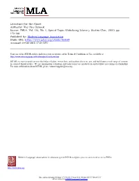 Literature for the Planet Author(S): Wai Chee Dimock Source: PMLA, Vol