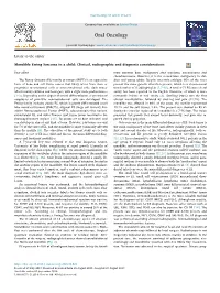 Mandible Ewing Sarcoma in a Child Clinical, Radiographic And