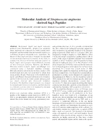 Molecular Analysis of Streptococcus Anginosus -Derived Saga Peptides
