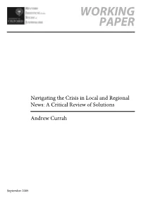 Navigating the Crisis in Local and Regional News: a Critical Review of Solutions