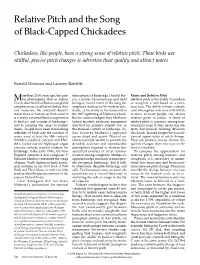Relative Pitch and the Song of Black-Capped Chickadees