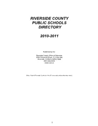 Riverside County Public Schools Directory