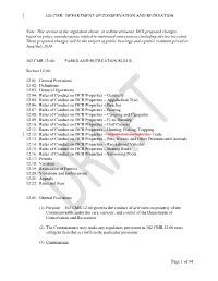 302 Cmr: Department of Conservation and Recreation