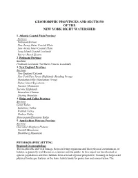 Geomorphic Provinces and Sections of the New York Bight Watershed