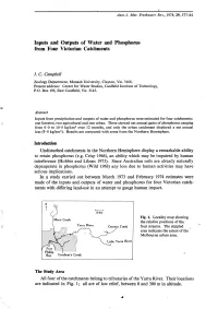 Inputs and Outputs of Water and Phosphorus from Four Victorian Catchments