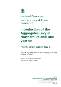 Introduction of the Aggregates Levy in Northern Ireland: One Year On