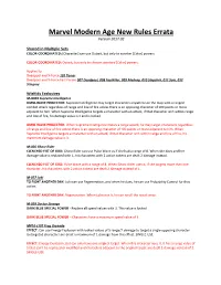 Marvel Modern Age New Rules Errata Version 2017.02