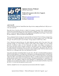 Opinion Science Podcast Hosted by Andy Luttrell