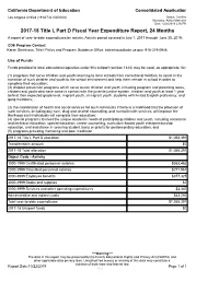2017-18 Title I, Part D Fiscal Year Expenditure Report, 24 Months a Report of Year-To-Date Expenditures by Activity