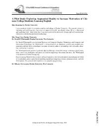 A Pilot Study Exploring Augmented Reality to Increase Motivation of Chi- Nese College Students Learning English