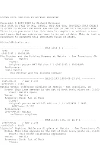 And Add To), Provided That Credit Is Given to Michael Erlewine for Any Use of the Data Enclosed Here