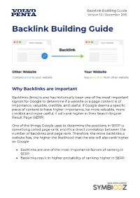 Backlink Building Guide Version 1.0 / December 2019