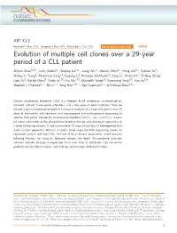 Evolution of Multiple Cell Clones Over a 29-Year Period of a CLL Patient