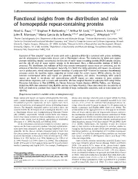 Functional Insights from the Distribution and Role of Homopeptide Repeat-Containing Proteins