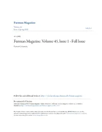Furman Magazine. Volume 45, Issue 1 - Full Issue Furman University