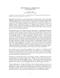 John Wesley As a Theologian an Introduction