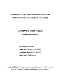 MATHEMATICS EXTENDED ESSAY Mathematics in Music