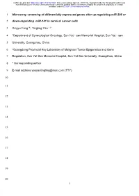Microarray Screening of Differentially Expressed Genes After Up-Regulating Mir-205 Or