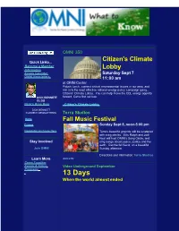 13 Days When the World Almost Ended Sunday Sept 8 6:30 Pm OMNI Center
