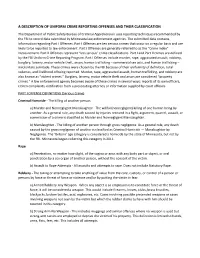 A Description of Uniform Crime Reporting Offenses and Their Classification