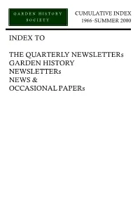 Cumulative Index Society 1966–Summer 2000