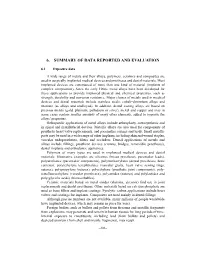 Summary of Data Reported and Evaluation