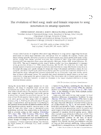 The Evolution of Bird Song: Male and Female Response to Song Innovation in Swamp Sparrows
