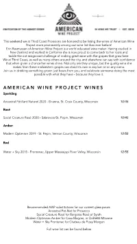 AMERICAN WINE PROJECT WINES Sparkling