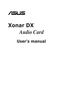 Audio Card User’S Manual E3859 Second Edition V2 April 2008