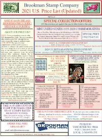 Brookman Stamp Company 2021 U.S. Price List (Updated)