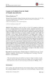 Lessons on Evolution from the Study of Edaphic Specialization