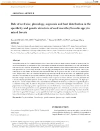 Role of Seed Size, Phenology, Oogenesis and Host Distribution In