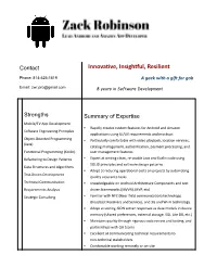 Zack Robinson-Android and Amazon Resume.Docx