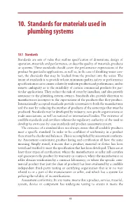 10. Standards for Materials Used in Plumbing Systems