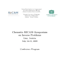 Chemnitz–RICAM–Symposium on Inverse Problems –