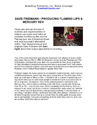 Dave Fridmann • Producing Flaming Lips & Mercury