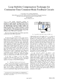 Loop Stability Compensation Technique for Continuous-Time Common-Mode Feedback Circuits