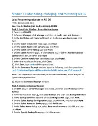 Monitoring, Managing, and Recovering AD DS