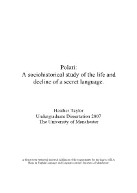 Polari: a Sociohistorical Study of the Life and Decline of a Secret Language