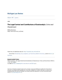 The Legal Context and Contributions of Dostoevsky's &lt;Em&gt;Crime And